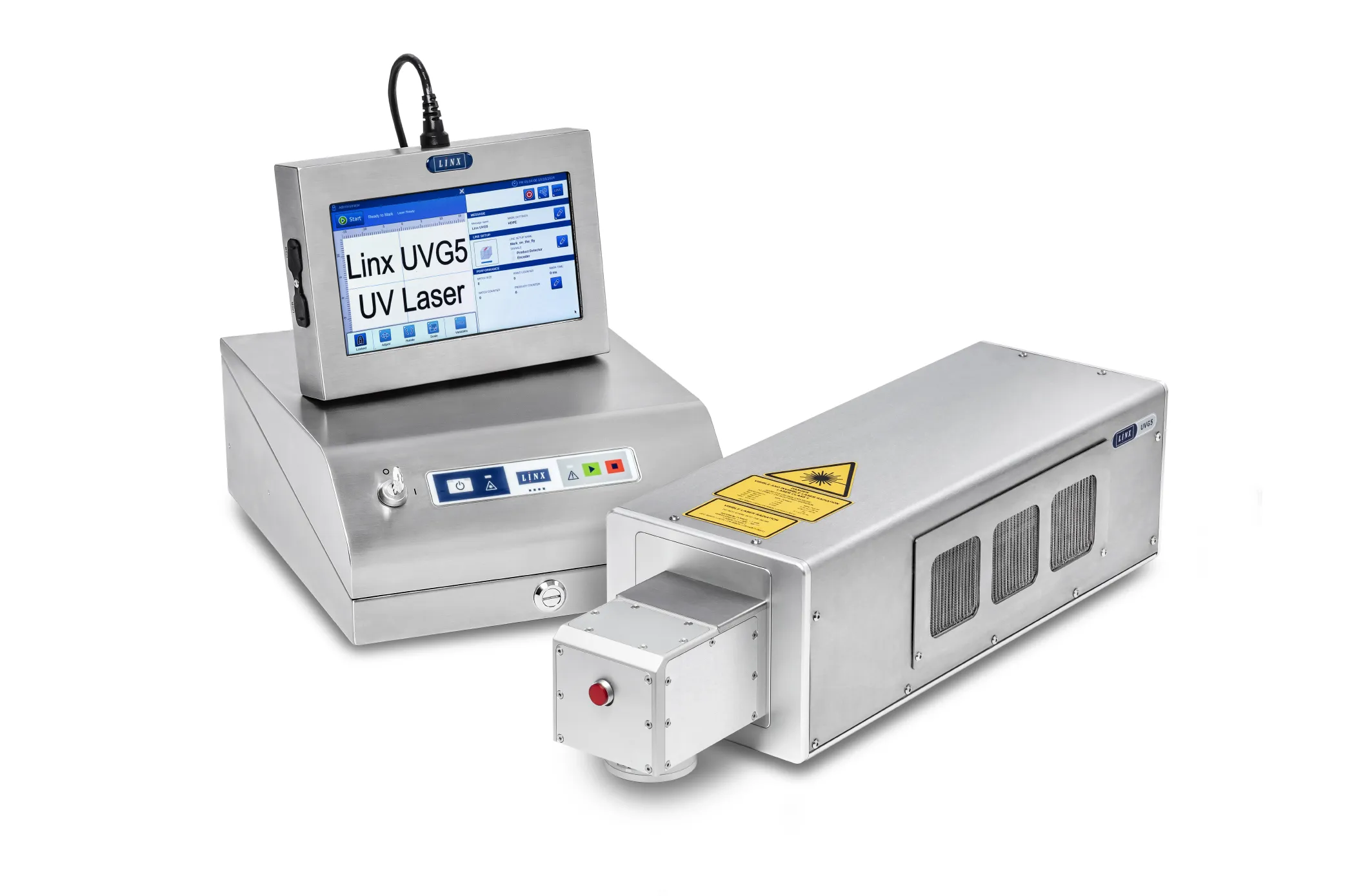 Linx UVG5 — UV-лазер 355 нм (до 4 Вт): «холодная» маркировка плёнок и жёстких пластиков.