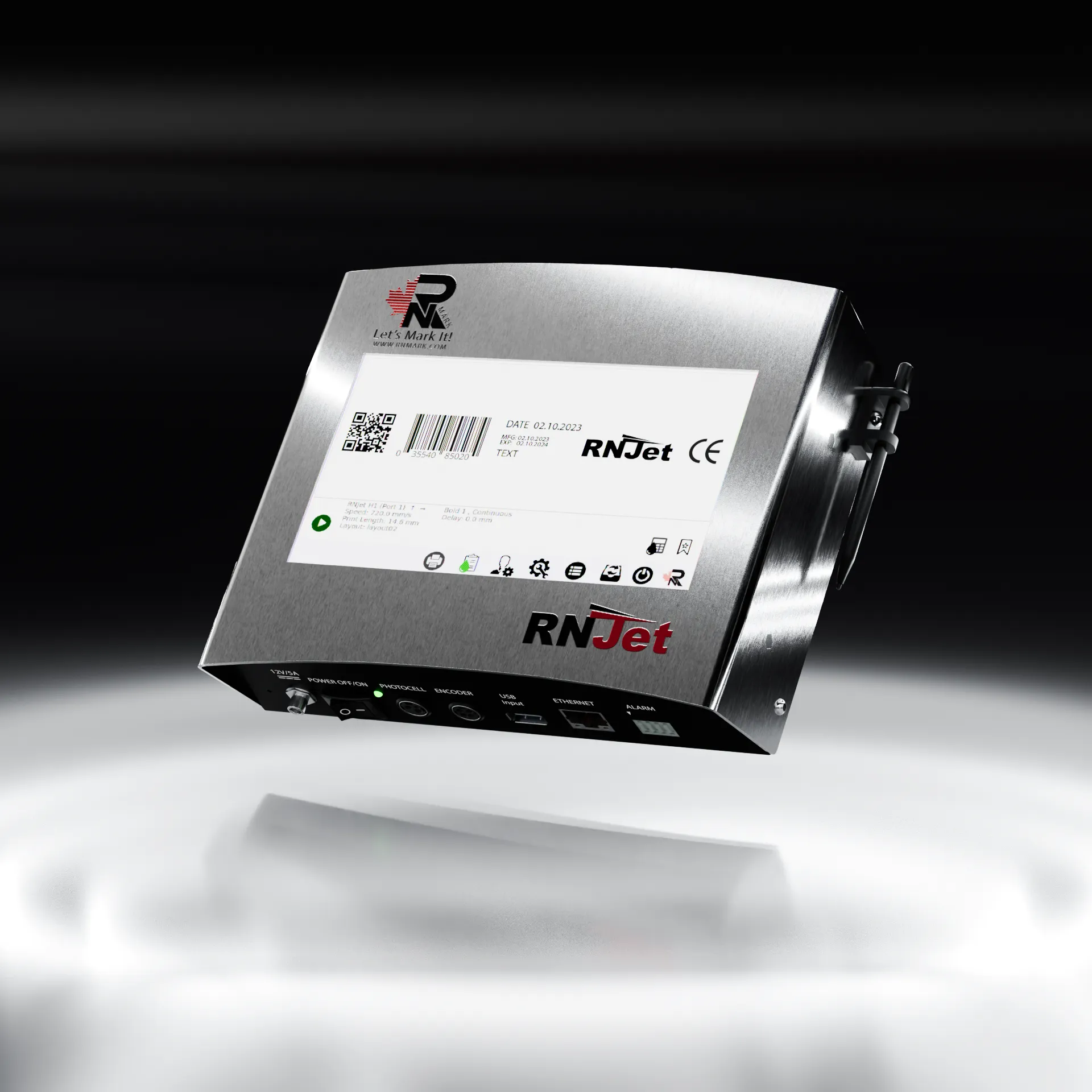 Сенсорный экран управления RNJet H1+ — интерфейс RN Soft+